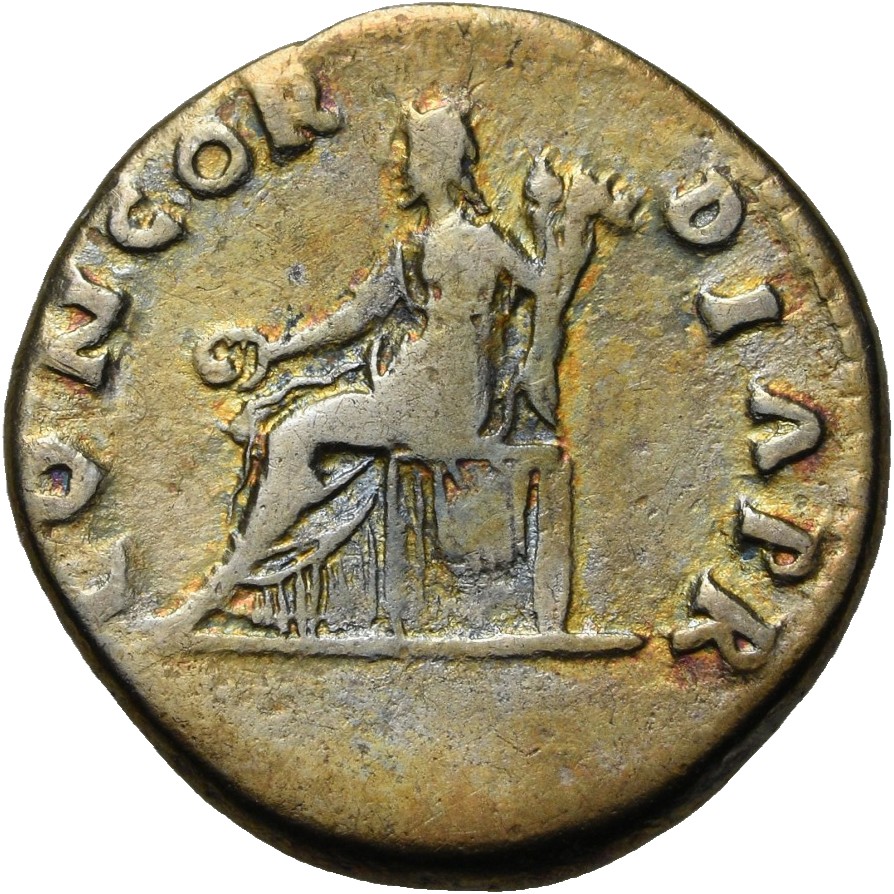 RIC I (second edition) Vitellius 66 Vitellius reverse — Concordia, draped, seated left, holding patera in right hand and c...