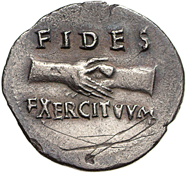 RIC I (second edition) Vitellius 67 Vitellius reverse, Clasped right hands