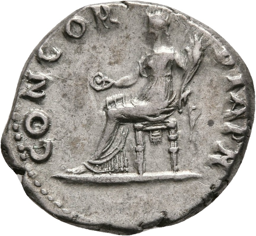 RIC I (second edition) Vitellius 73 Vitellius reverse, Concordia, draped, seated left, holding patera in right hand and co...