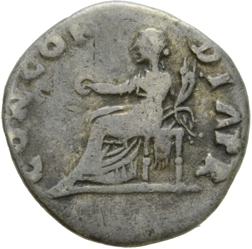RIC I (second edition) Vitellius 90 Vitellius reverse, Concordia, draped, seated left, holding patera in right hand and co...