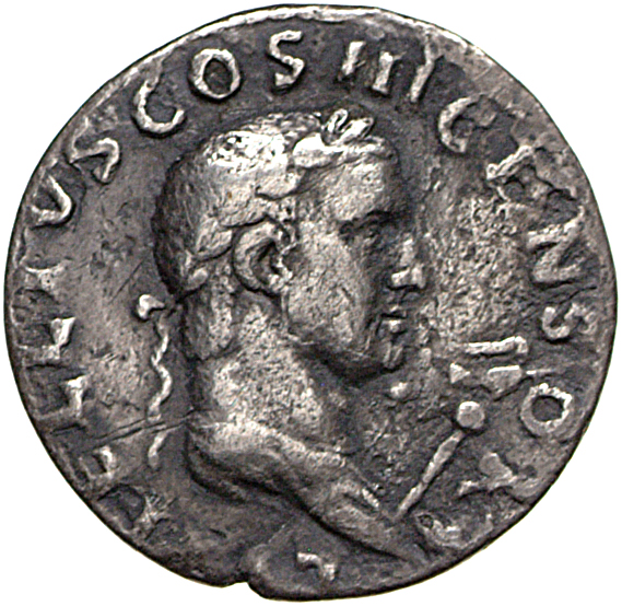 RIC I (second edition) Vitellius 99 Vitellius reverse, Bust of Lucius Vitellius, laureate and draped, right; eagle-tipped ...