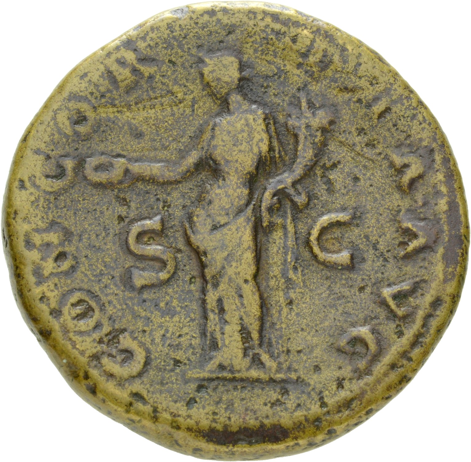 RIC II Hadrian 1018 Hadrian reverse — Concordia steht in der Vorderansicht, den Kopf nach l., in der r. Hand Schale (pater...