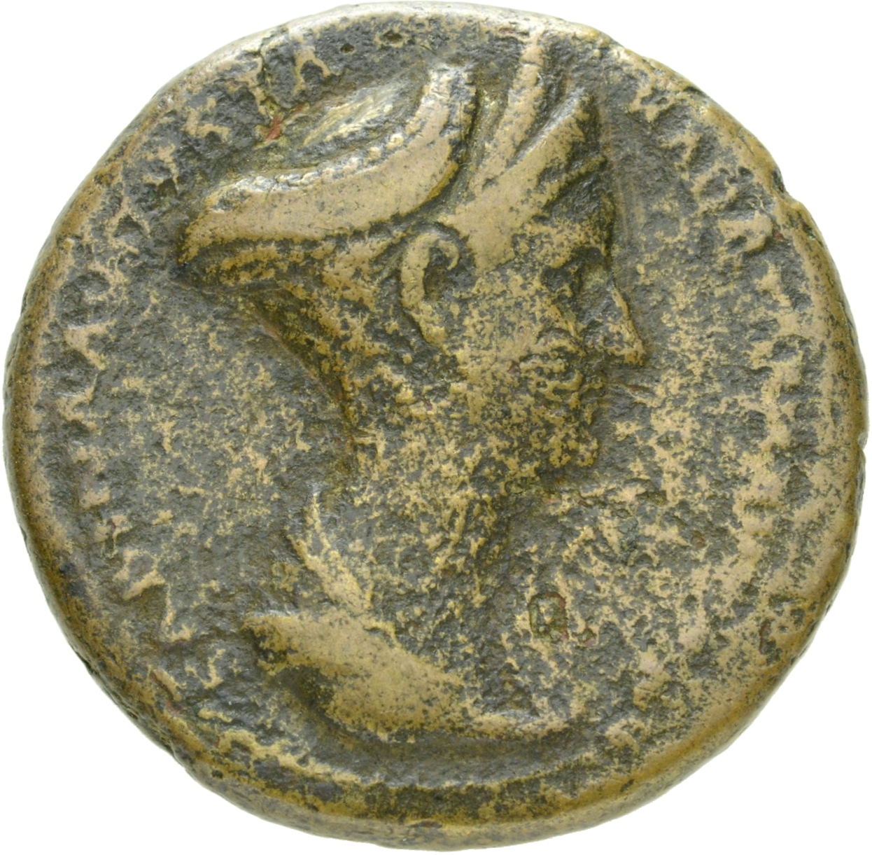 RIC II Hadrian 1024 (dupondius) Hadrian obverse, Drapierte Büste der Sabina nach r.