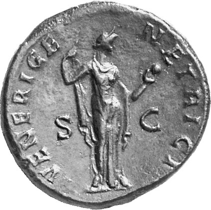 RIC II Hadrian 1035a Hadrian reverse, Venus steht nach r., mit der r. Hand Mantel von der Schulter lüftend, auf der l. Han...