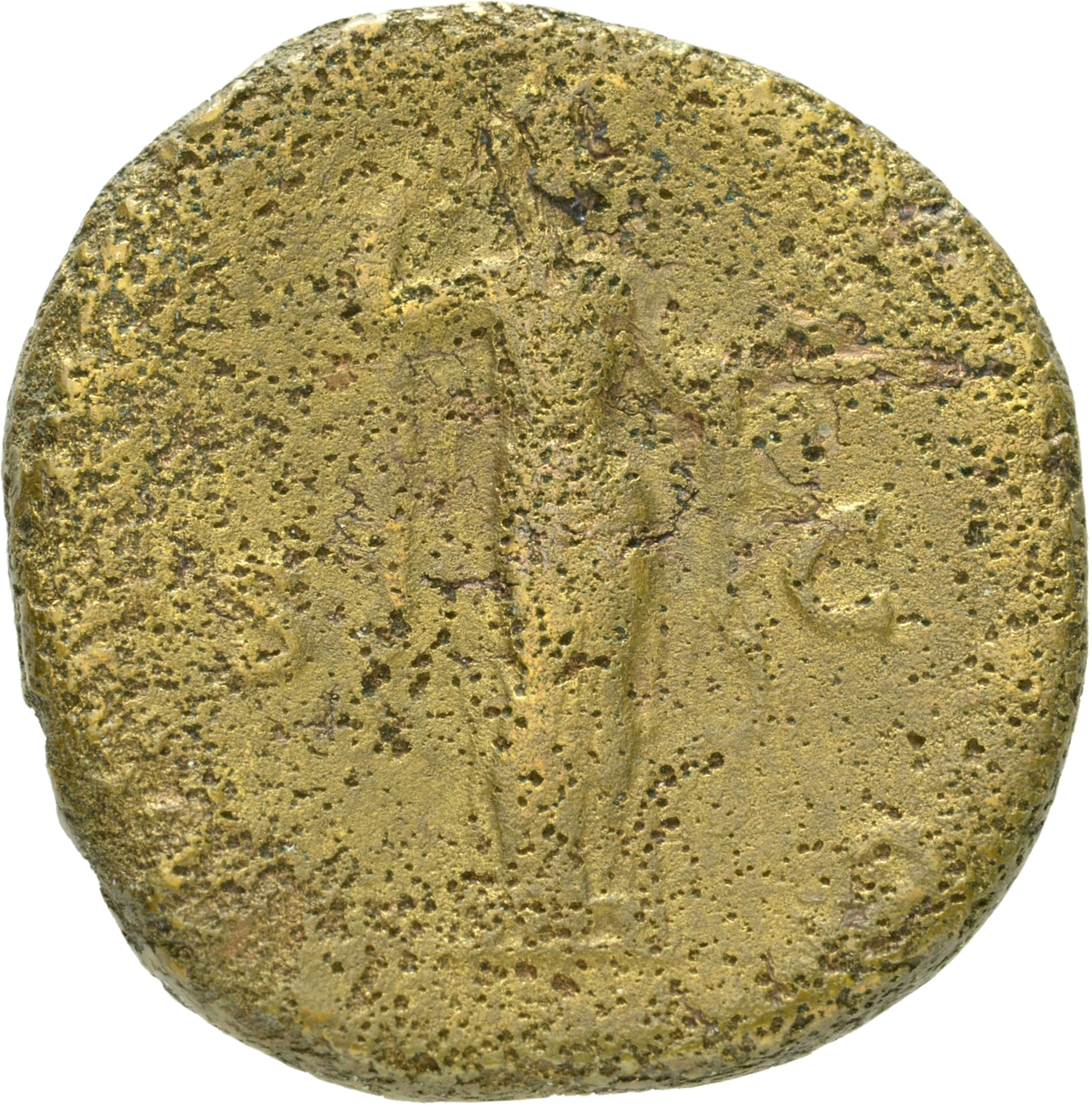 RIC II Hadrian 1035a Hadrian reverse — Venus steht nach r., mit der r. Hand Mantel von der Schulter lüftend, auf der l. Ha...