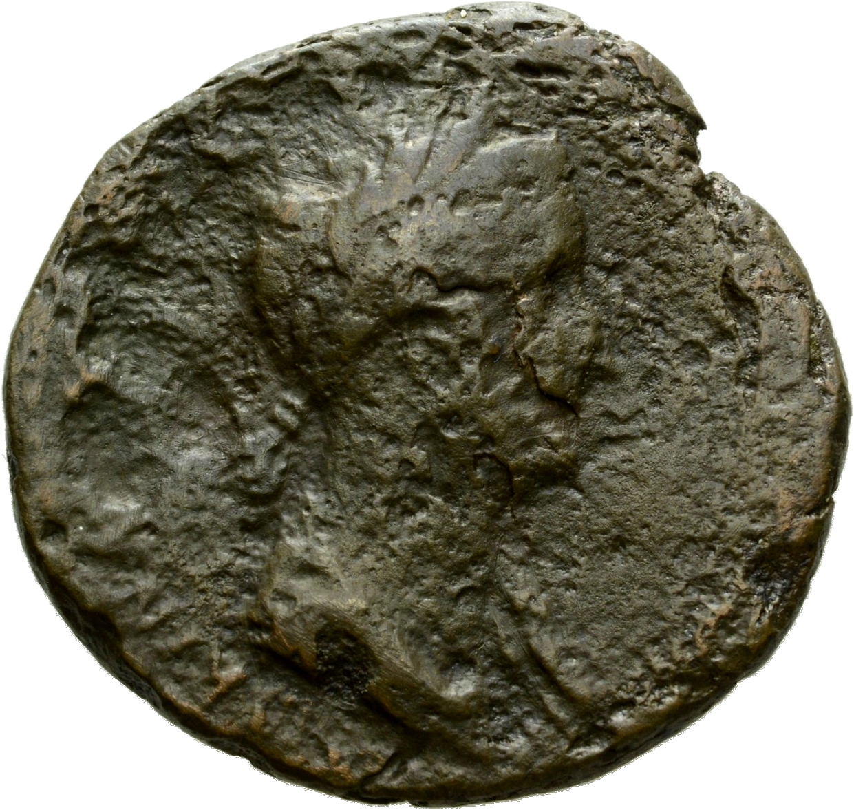 RIC II Hadrian 1037a (as) Hadrian obverse, Drapierte Büste der Sabina mit Diadem in der Brustansicht nach r.