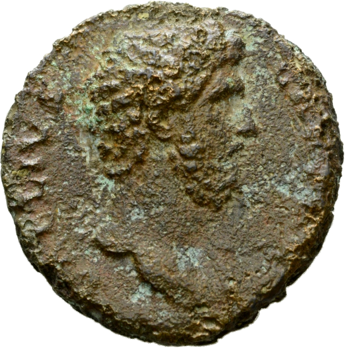 RIC II Hadrian 1067a (as) Hadrian obverse, Kopf des Lucius Aelius Caesar nach r.