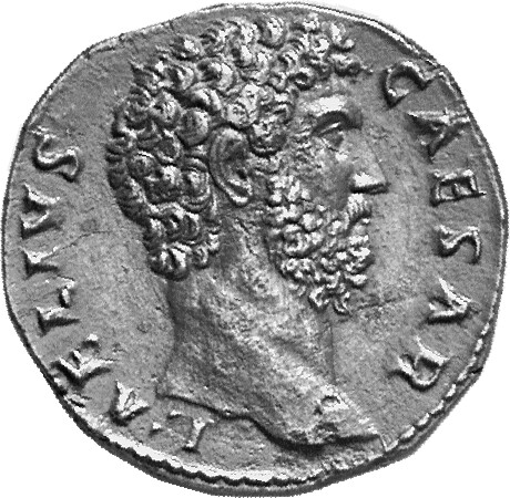 RIC II Hadrian 1067a (dupondius) Hadrian obverse, Büste des L. Aelius in der Rückenansicht nach r.