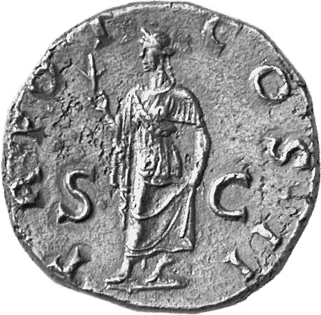 RIC II Hadrian 1067a (dupondius) Hadrian reverse, Spes nach l. schreitend, in der r. Hand Blume haltend, mit der l. Hand i...
