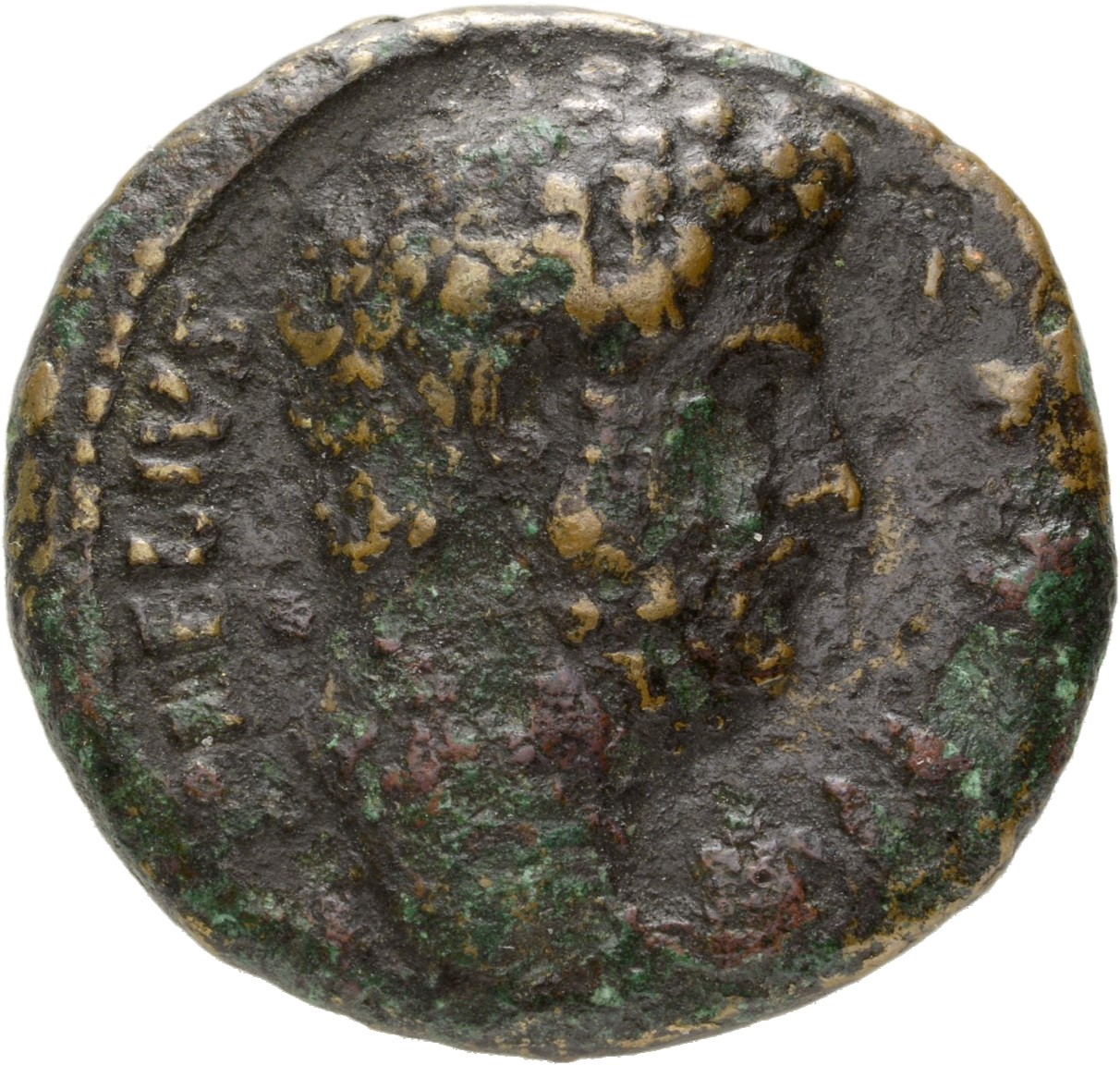 RIC II Hadrian 1071a (as) Hadrian obverse, Büste des Lucius Aelius Caesar nach r.