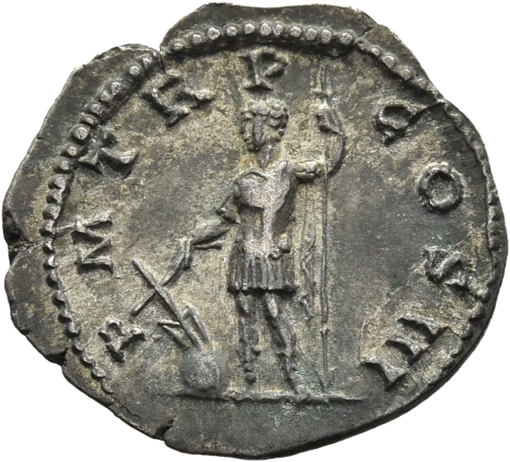 RIC II Hadrian 110a Hadrian reverse, Hadrianus steht in der Vorderansicht, den Kopf nach l. gewandt. Er hält ein Ruder auf...