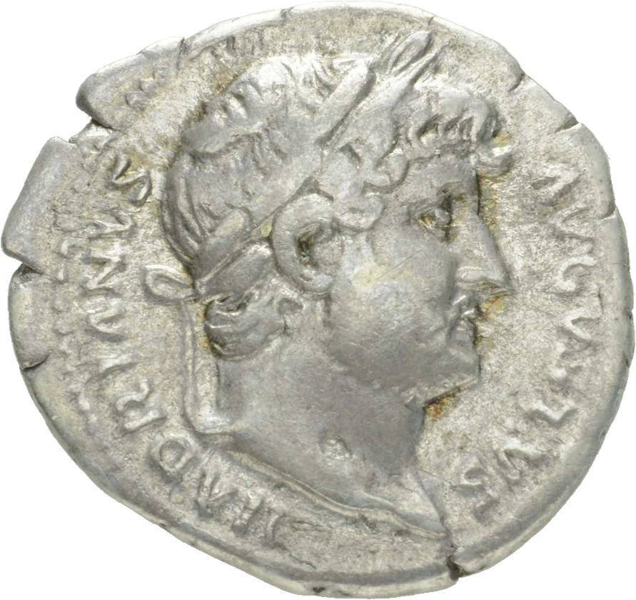 RIC II Hadrian 162c Hadrian obverse, Kopf des Hadrianus mit Lorbeerkranz nach r.