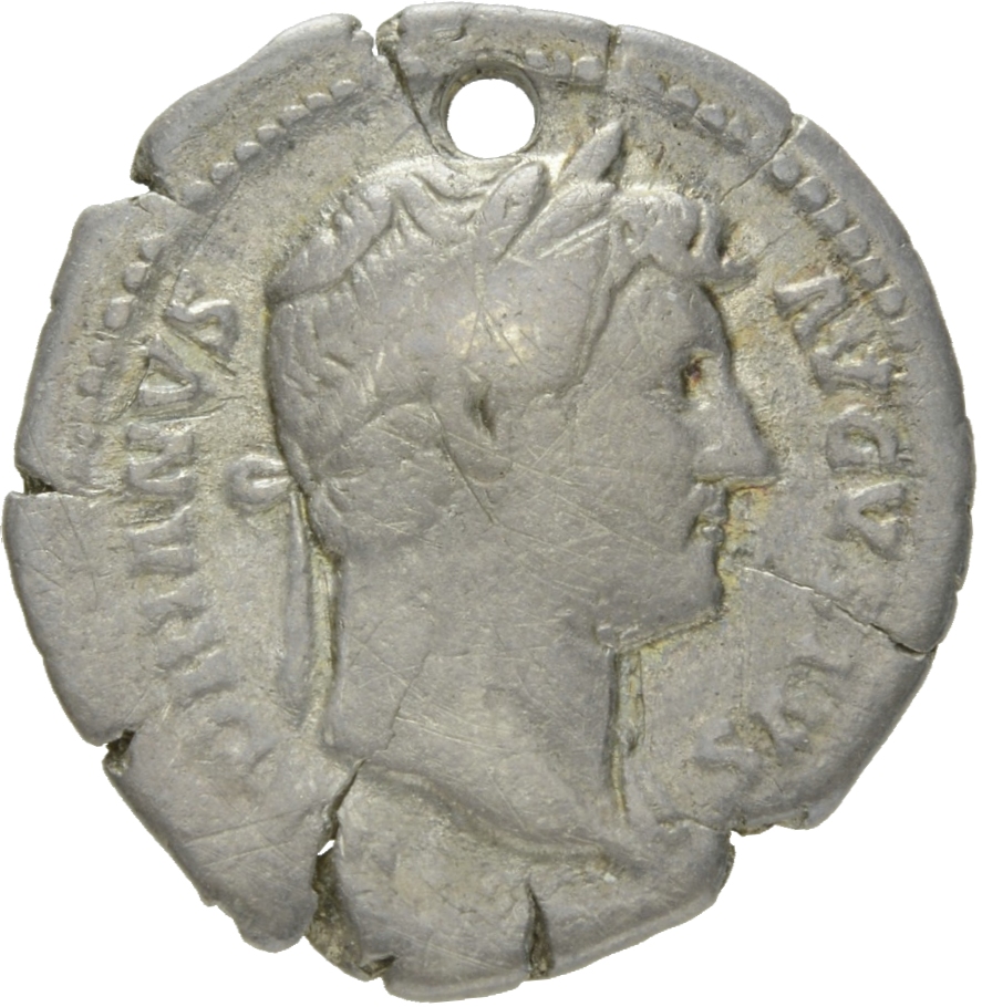 RIC II Hadrian 171d Hadrian obverse, Drapierte Büste des Hadrianus mit Lorbeerkranz in der Brustansicht nach r.