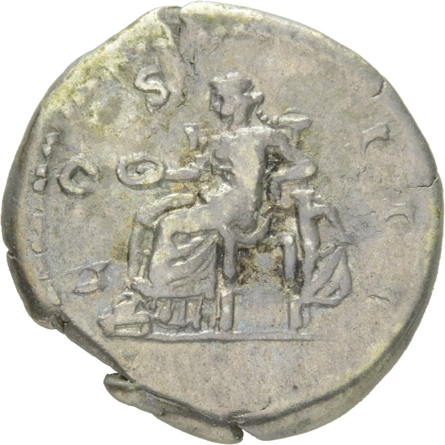 RIC II Hadrian 172d Hadrian reverse, Concordia thront nach l., in der r. Hand Schale (patera), die l. Hand ruht auf einer ...