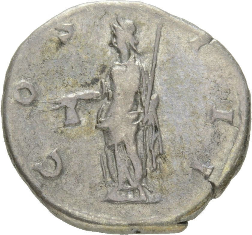 RIC II Hadrian 175d Hadrian reverse, Libertas steht in der Vorderansicht, den Kopf nach l., in der r. Hand Kappe (pileus) ...