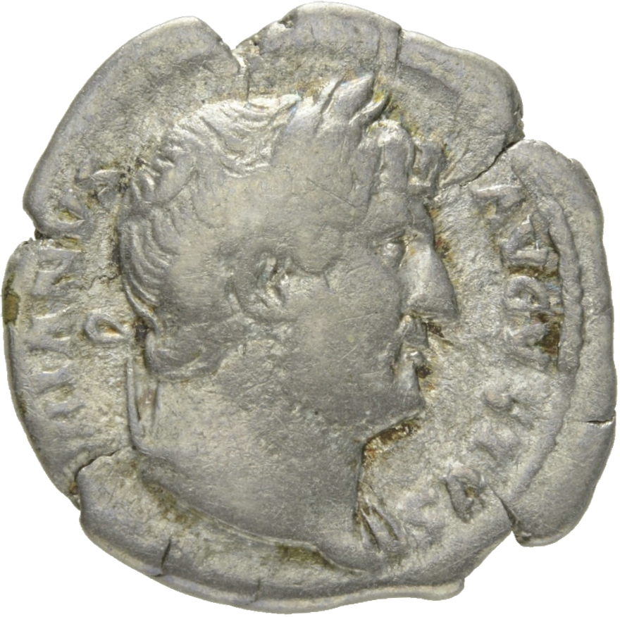 RIC II Hadrian 178d Hadrian obverse, Drapierte Büste des Hadrianus mit Lorbeerkranz in Brustansicht nach r.