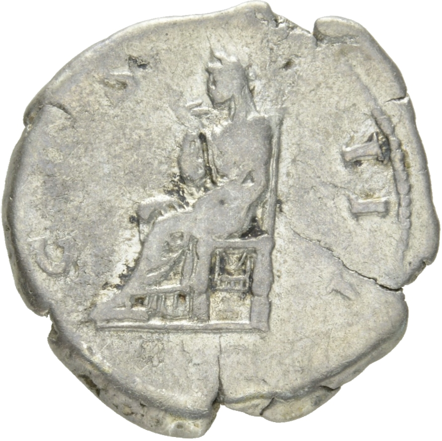 RIC II Hadrian 178d Hadrian reverse, Pudicitia sitzt nach l. In der r. Hand ein Schleier, der l. Arm ruht auf dem Bauch.