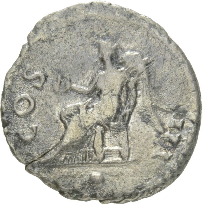 RIC II Hadrian 184 Hadrian reverse, Victoria sitzt nach l. In der r. Hand hält sie einen Kranz, die l. Hand einen Palmenwe...