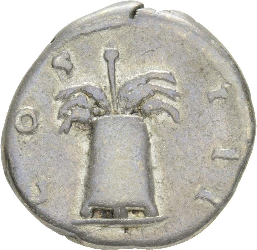 RIC II Hadrian 197d Hadrian reverse, Korb (modius) mit Getreideähren.