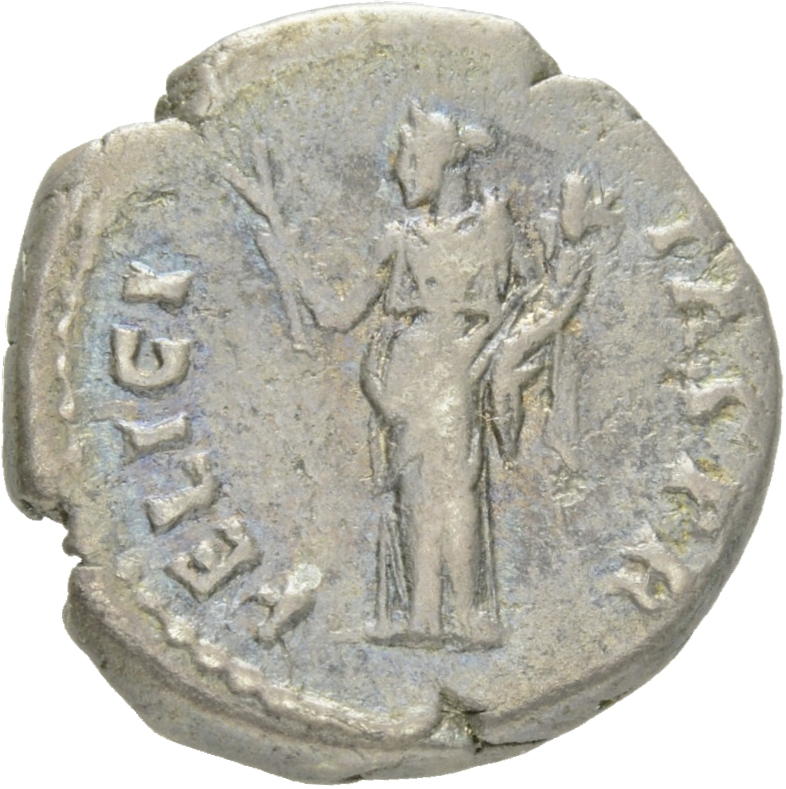 RIC II Hadrian 238d Hadrian reverse, Felicitas steht in der Vorderansicht, den Kopf nach l. Sie hält im l. Arm ein Füllhor...