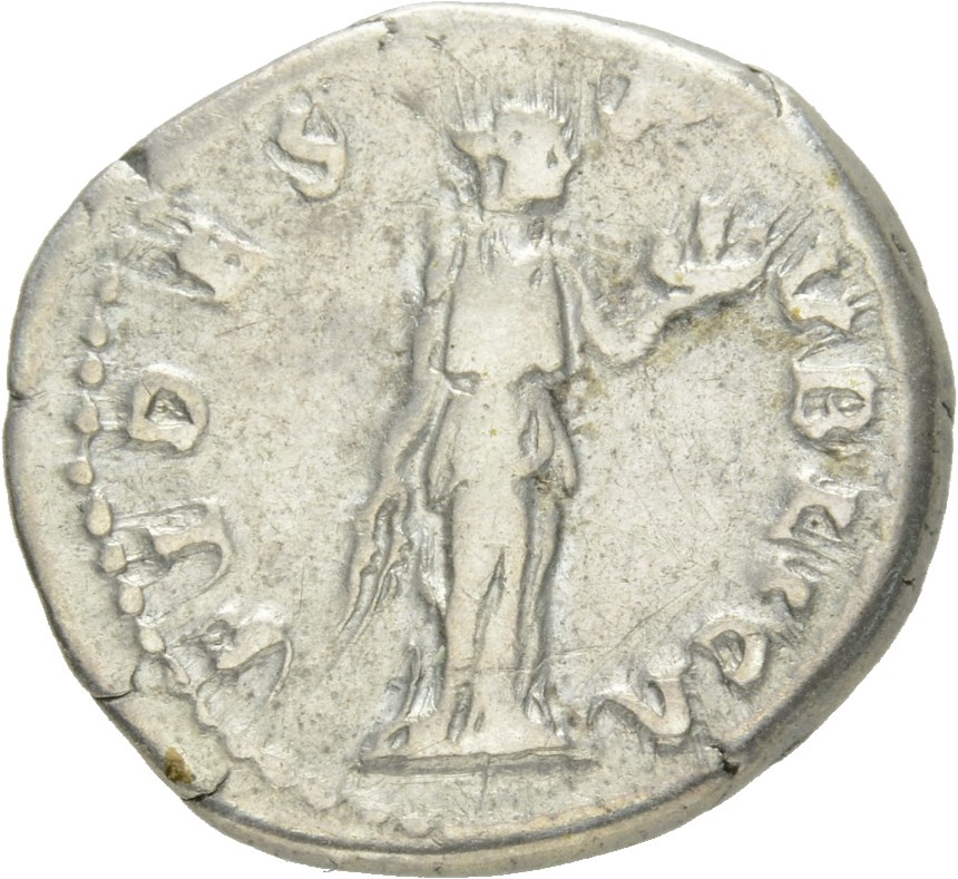 RIC II Hadrian 241Aa Hadrian reverse, Fides steht in der Vorderansicht, den Kopf nach r. Hält in der r. Hand Ähren und auf...
