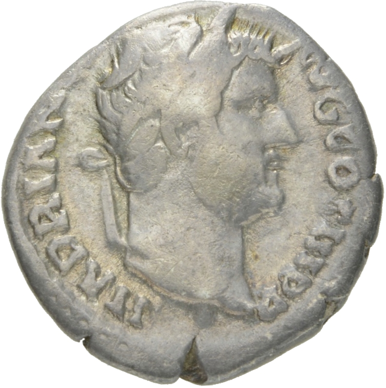 RIC II Hadrian 241Ad Hadrian obverse, Kopf des Hadrianus mit Lorbeerkranz nach r.