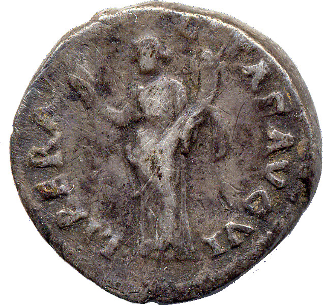 RIC II Hadrian 253d Hadrian reverse, Liberalitas steht in der Vorderansicht, den Kopf nach l. gewandt. Sie hält ein Rechen...