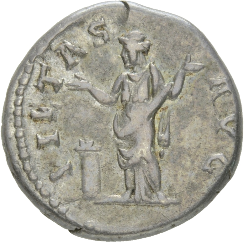 RIC II Hadrian 257a Hadrian reverse, Pietas steht in der Vorderansicht, den Kopf nach l. und erhebt betend beide Hände, vo...