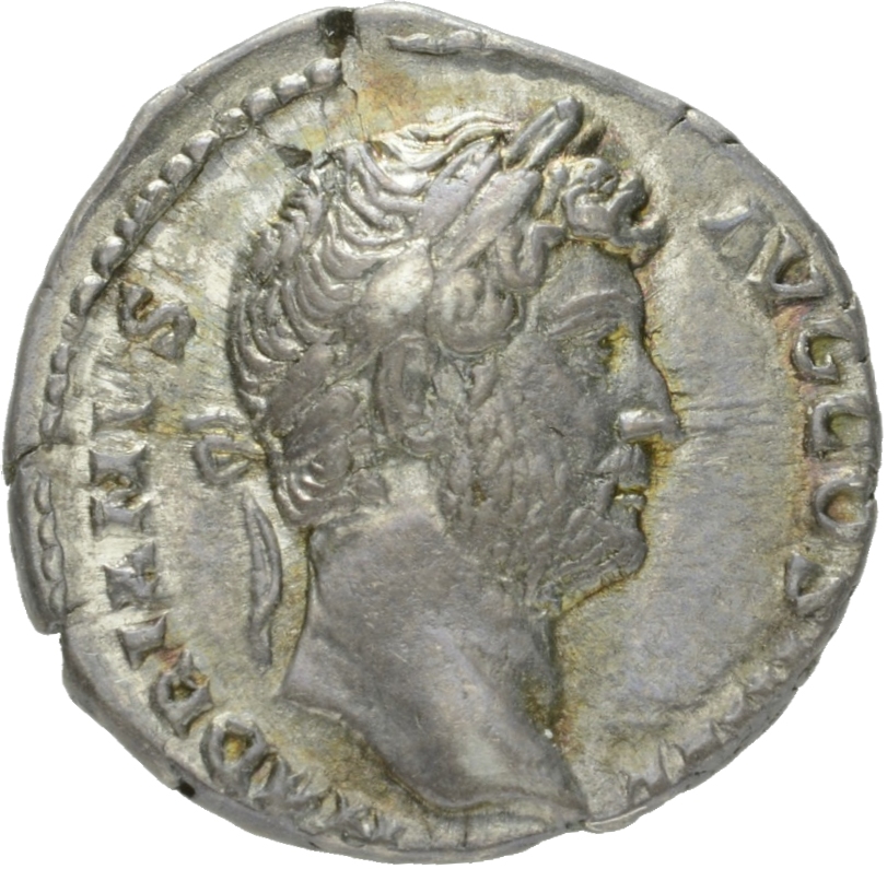 RIC II Hadrian 262d Hadrian obverse, Kopf des Hadrianus mit Lorbeerkranz nach r.