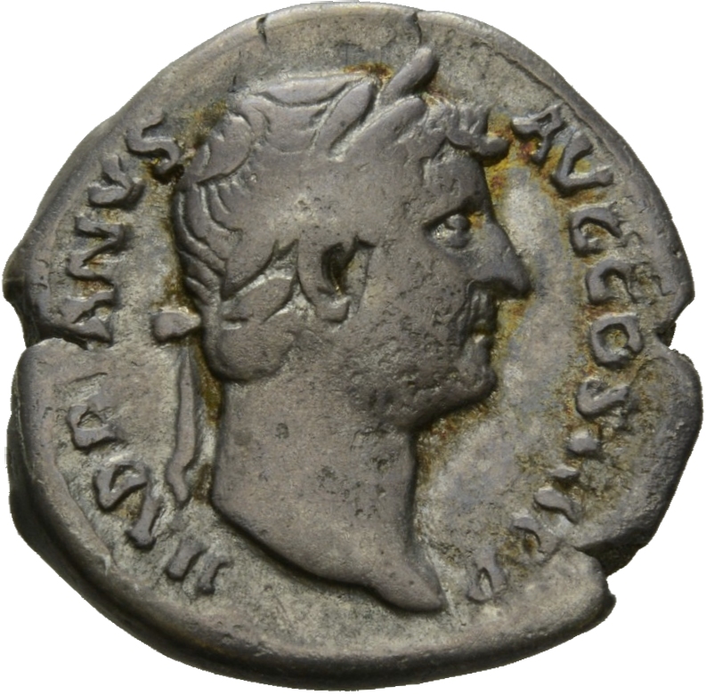 RIC II Hadrian 276d Hadrian obverse, Kopf des Hadrianus mit Lorbeerkranz nach r.