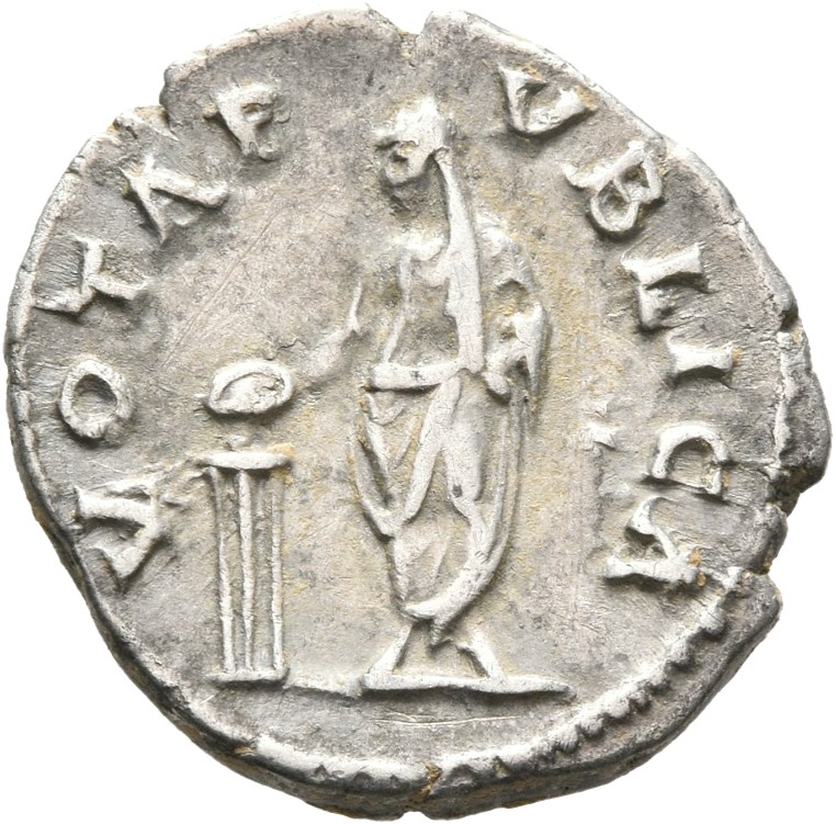 RIC II Hadrian 290a Hadrian reverse, Hadrianus mit Toga und verhülltem Haupt (capite velato) steht in der Vorderansicht, d...
