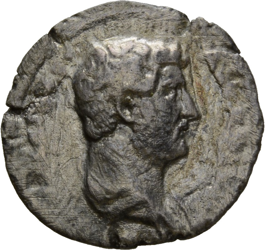 RIC II Hadrian 290c Hadrian obverse, Drapierte Büste des Hadrianus in der Rückenansicht nach r.
