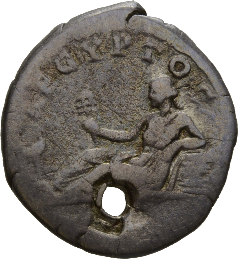 RIC II Hadrian 297d Hadrian reverse, Aegyptus lagert nach l. Sie hält in der r. Hand eine Rassel (sistrum) und stützt den ...