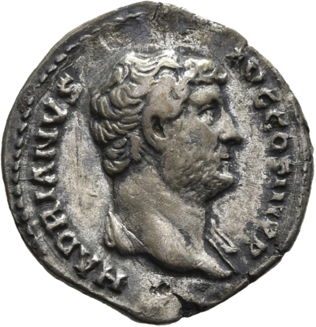 RIC II Hadrian 310a Hadrian obverse, Kopf des Hadrianus nach r.