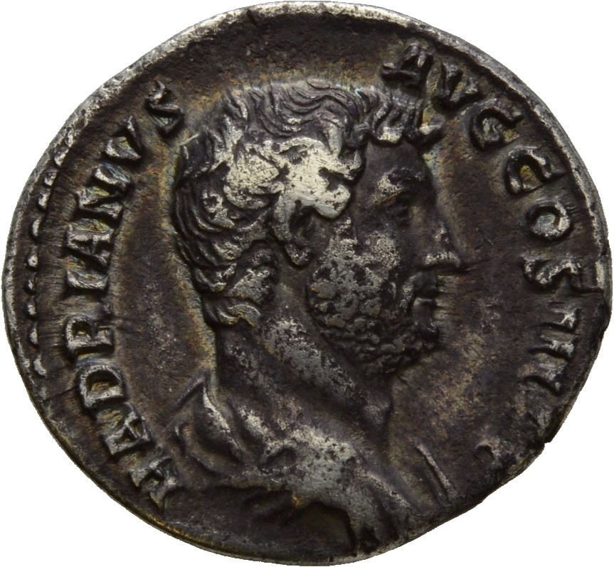 RIC II Hadrian 310c Hadrian obverse, Drapierte Büste des Hadrianus nach r.