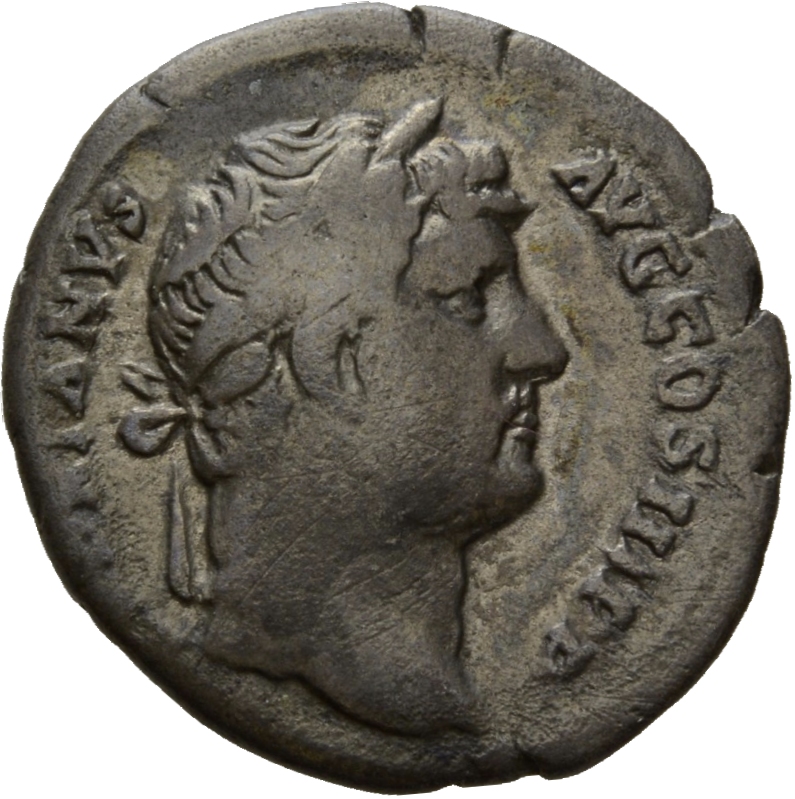 RIC II Hadrian 324d Hadrian obverse, Kopf des Hadrianus mit Lorbeerkranz nach r.