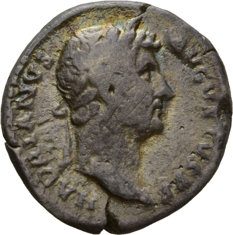 RIC II Hadrian 343c Hadrian obverse, Kopf des Hadrianus mit Lorbeerkranz nach r.