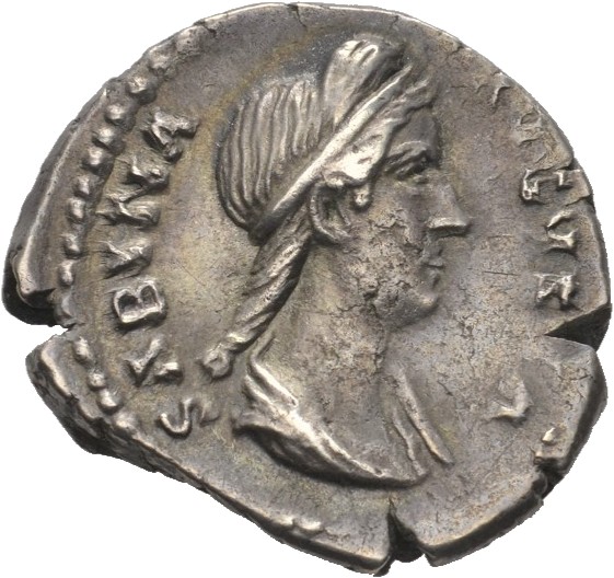 RIC II Hadrian 396 Hadrian obverse, Drapierte Büste der Sabina mit Diadem in der Brustansicht nach r.