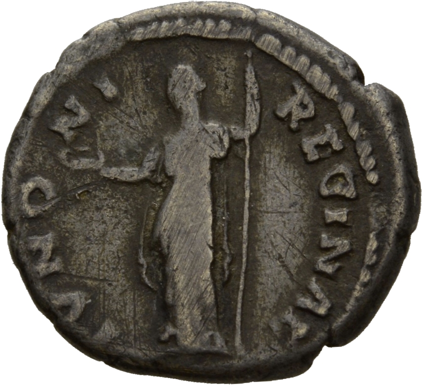 RIC II Hadrian 401B Hadrian reverse, Iuno steht in der Vorderansicht, den Kopf nach l., in der r. Hand Schale (patera) und...