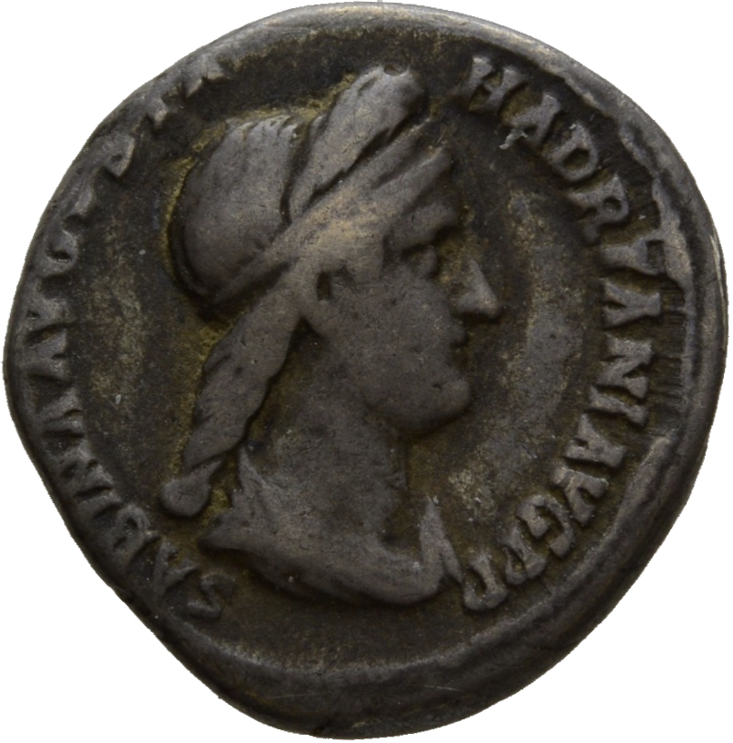 RIC II Hadrian 410 (denarius) Hadrian obverse, Drapierte Büste der Sabina mit Diadem in der Brustansicht nach r.