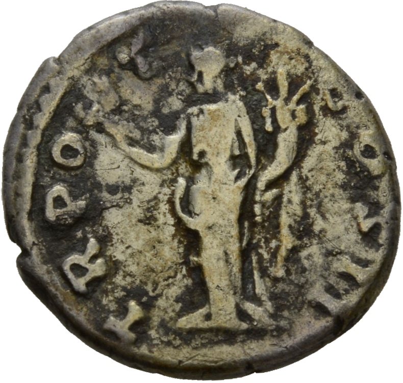 RIC II Hadrian 430a (denarius) Hadrian reverse, Felicitas steht in der Vorderansicht, den Kopf nach l., im l. Arm Füllhorn...