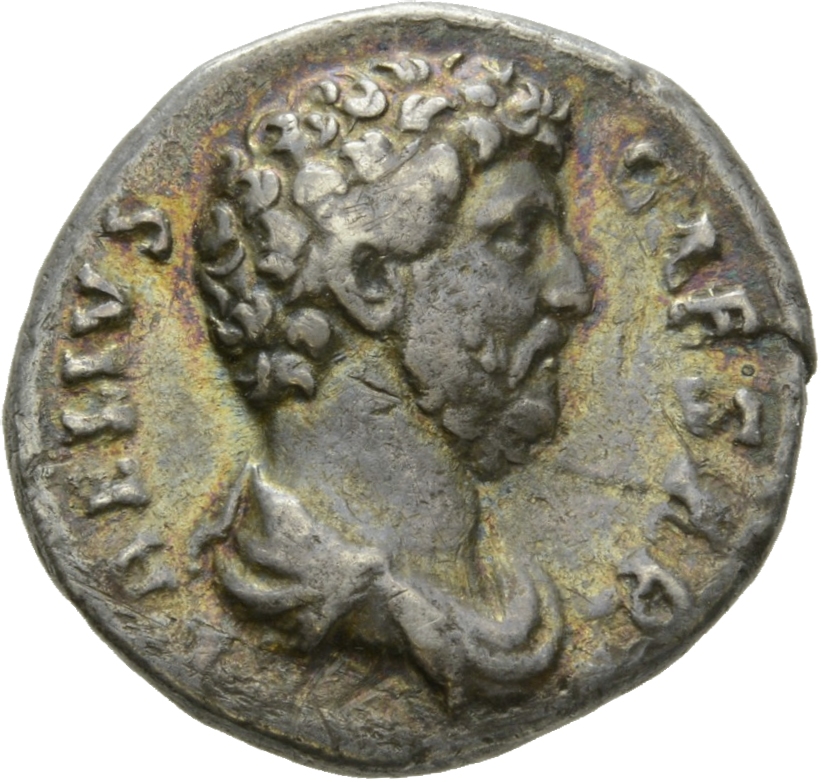 RIC II Hadrian 432 Hadrian obverse, Drapierte Büste des L. Aelius in der Rückenansicht nach r.