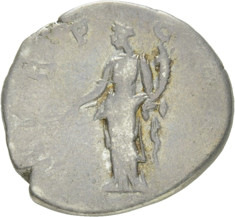 RIC II Hadrian 44c Hadrian reverse, Pax steht in der Vorderansicht, den Kopf nach l. In der r. Hand Zweig, im l. Arm Füllh...