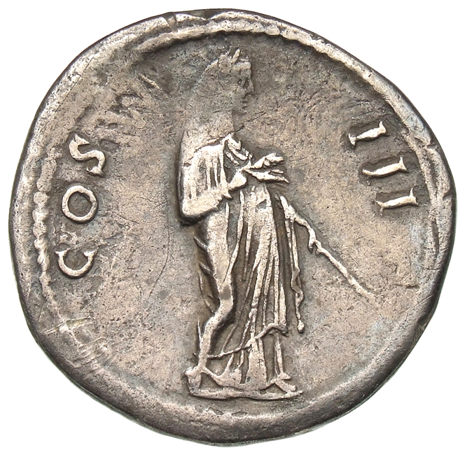 RIC II Hadrian 486 Hadrian reverse, Verschleierte Ceres geht nach r., in der l. Hand Zepter und in der r. Hand Kornähren.