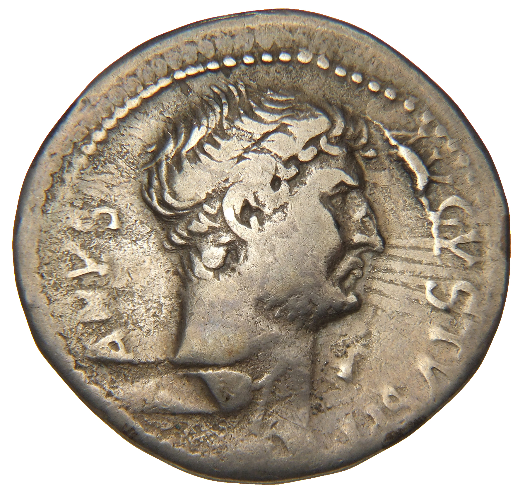 Hadrian obverse — Kopf des Hadrianus nach r.