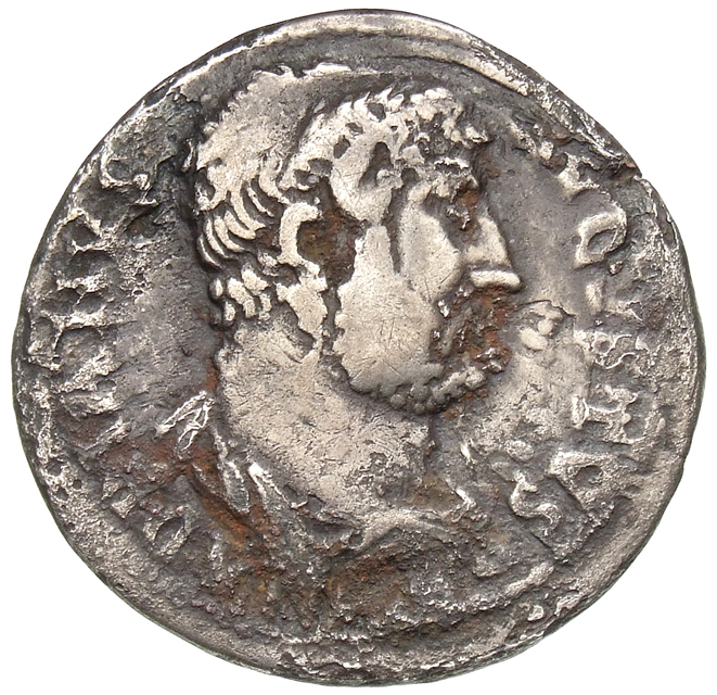 Hadrian obverse — Drapierte Panzerbüste des Hadrianus in der Rückenansicht nach r.