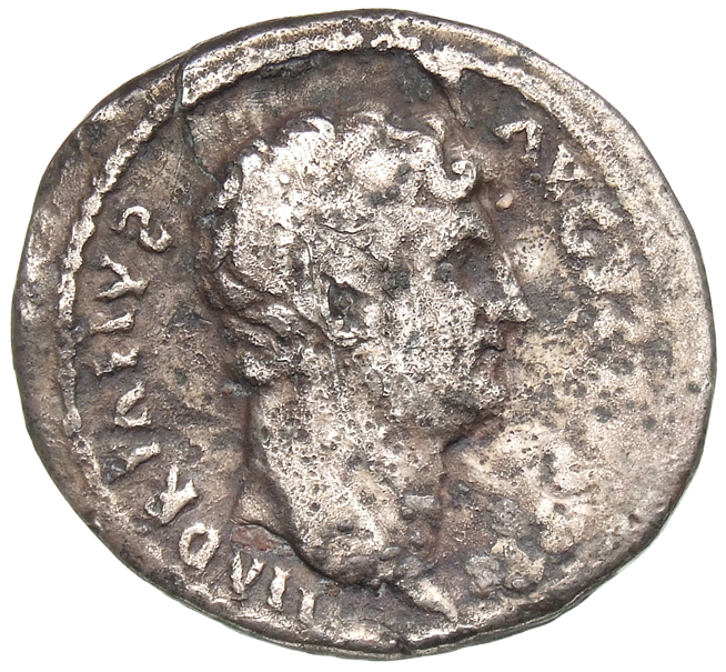 Hadrian obverse — Kopf des Hadrianus nach r.
