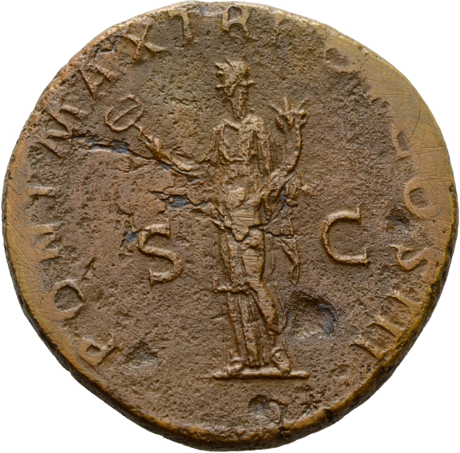 RIC II Hadrian 563B Hadrian reverse, Felicitas steht in der Vorderansicht, den Kopf nach l., in der r. Hand Heroldstab (ca...