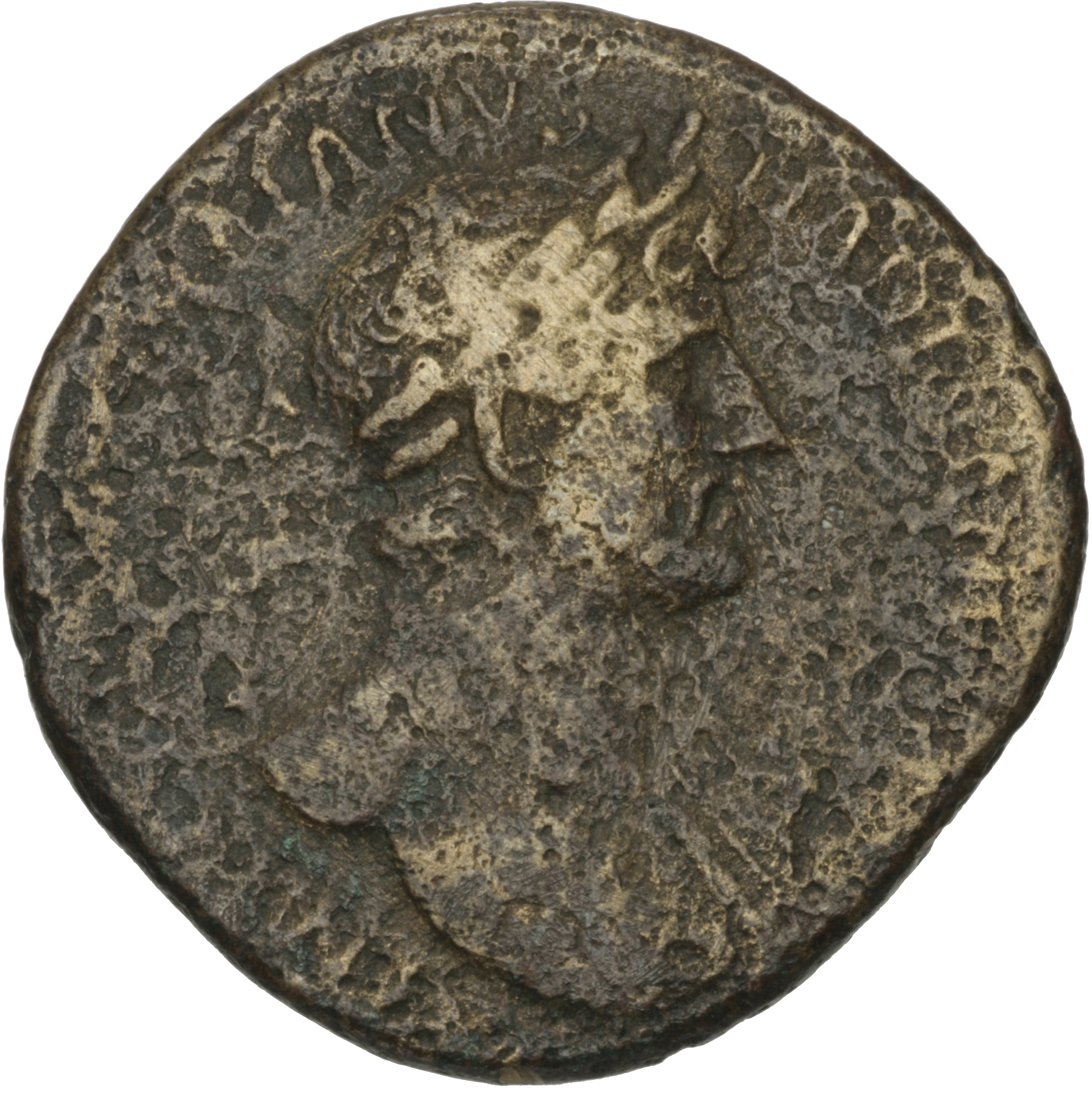 RIC II Hadrian 568 Hadrian obverse, Büste des Hadrian mit Lorbeerkranz nach rechts.