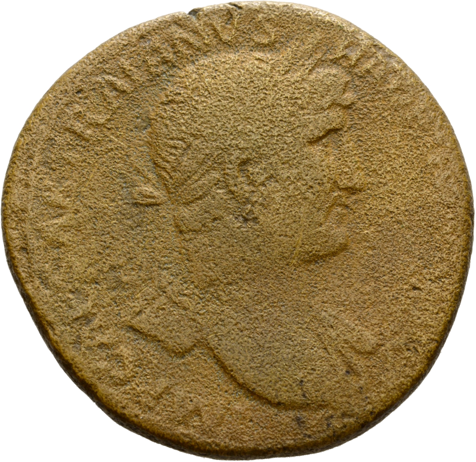 RIC II Hadrian 569 Hadrian obverse, Drapierte Büste des Hadrianus mit Lorbeerkranz in der Brustansicht nach r.